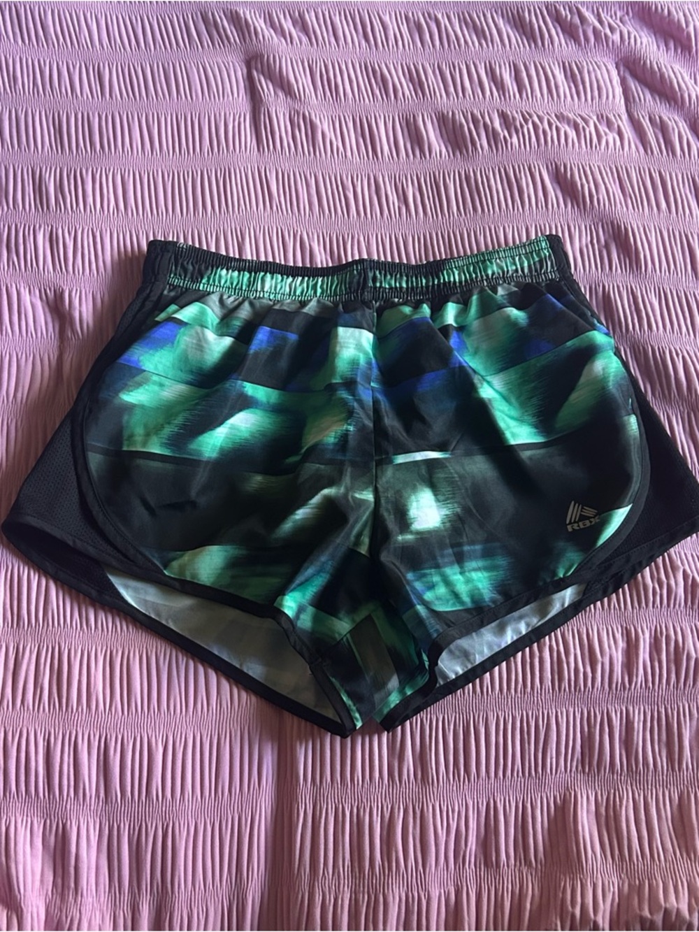 RBX Women’s Black Green Blue Athletic Running Shorts